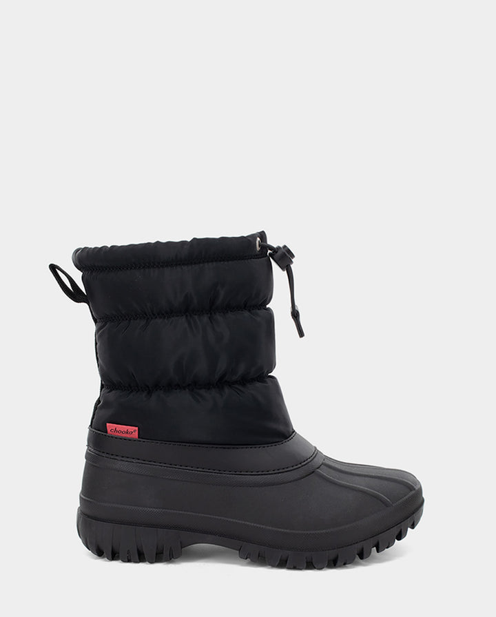 NYLON PUFFER MID COLD WEATHER BOOT - BLACK