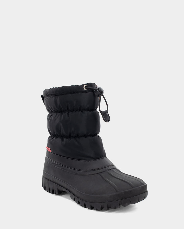 NYLON PUFFER MID COLD WEATHER BOOT - BLACK